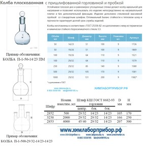 Колба П-1-2000-29/32-29/32-14/23 плоскодонная с 3-мя горловинами Колба П-1-2000-29/32-29/32-14/23 плоскодонная с 3-мя горловинами